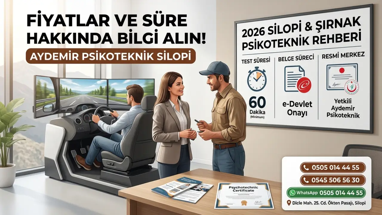 Silopi ve Şırnak Psikoteknik Belgesi Fiyatları ve Test Süresi (2026 Güncel Rehber)