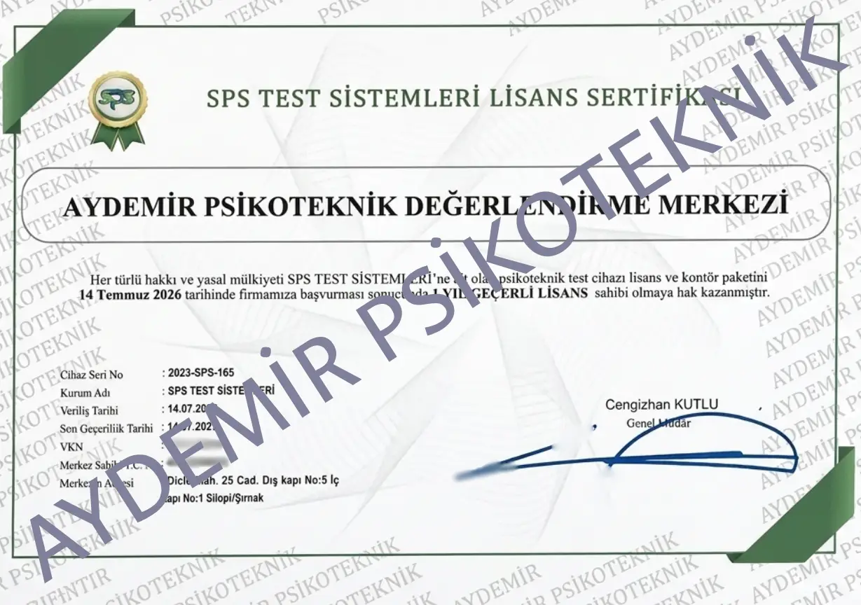 SPS Test Sistemleri Lisans Sertifikası
